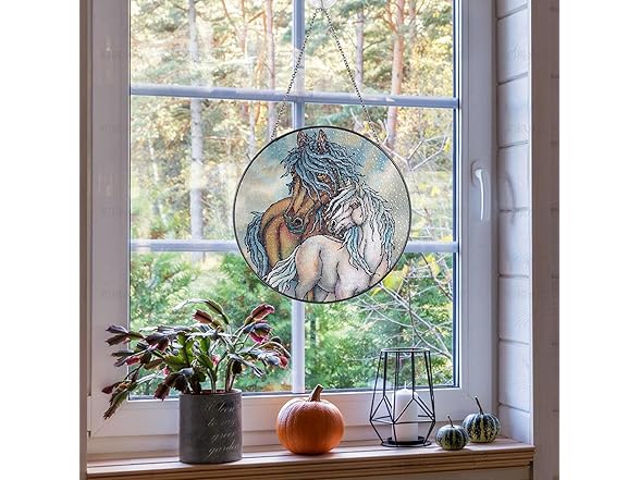 ANFURI Horse Glass Window Hanging