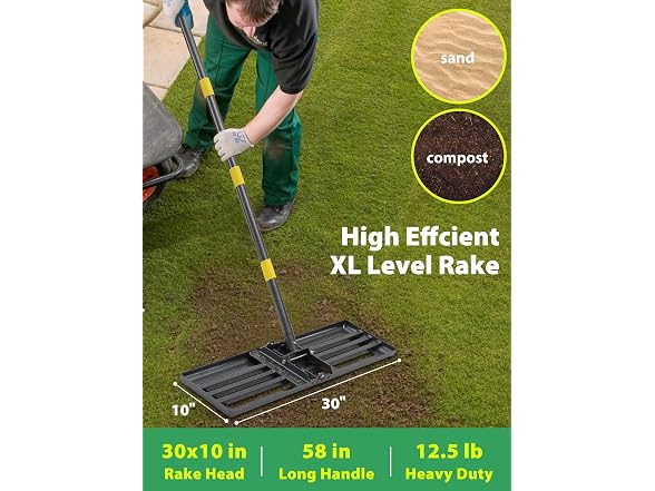 Feblomst Heavy Duty Lawn Leveling Rake 30"x10"