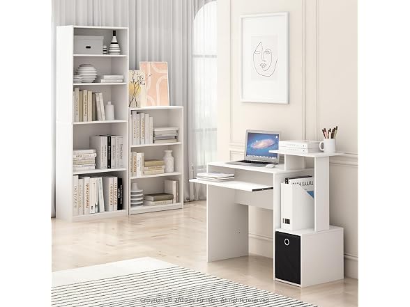 Furinno Jaya 5-Tier Bookshelf White
