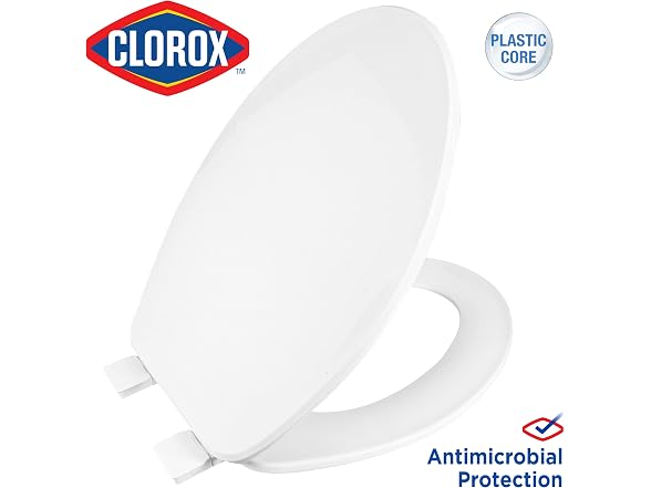 Clorox Elongated Plastic Toilet Seat with Easy-Off Hinges