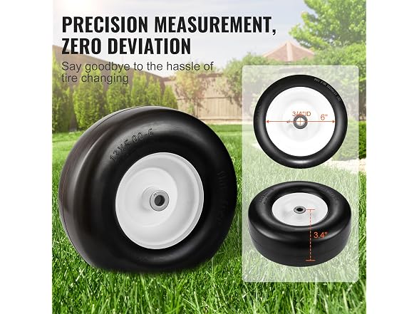 Lawn Mower Tires with Rim, 13x5-6" Tubeless