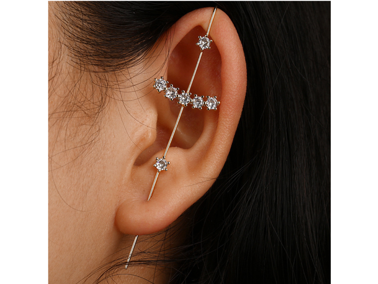 AAA IGT-DAAS-DEBS7302 Pull-Through Climber Earrings Silver
