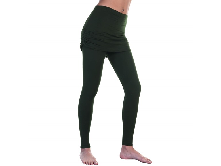 Angelina 041_OLIVE_1_S-M Small - Medium High Waist Leggings with Attached Mini Skirt Olive