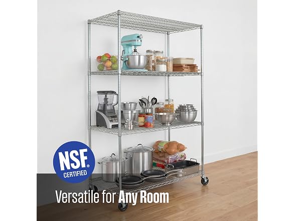 SafeRacks NSF 4-Tier Steel Wire Rack w/Wheels (24"x48"x72")