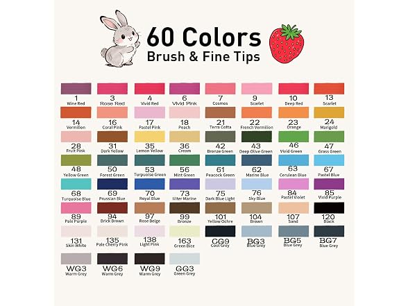 Alcohol Markers Set, 60 colors Alcohol
