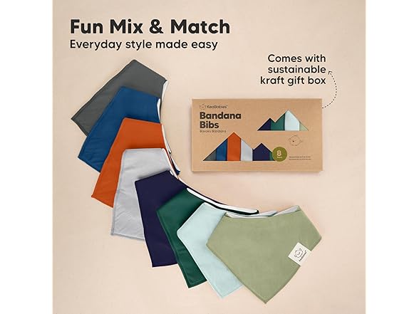 KeaBabies 8Pk Organic Baby Bandana Bibs-Hunter