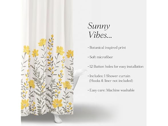 Lush Decor Aprile Floral Shower Curtain Single 72" W x 72" L