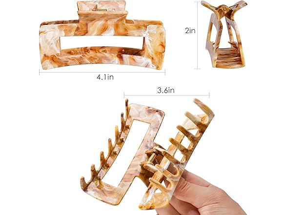 3Pcs Hair Claw Clips for Women, 4.1 Inch