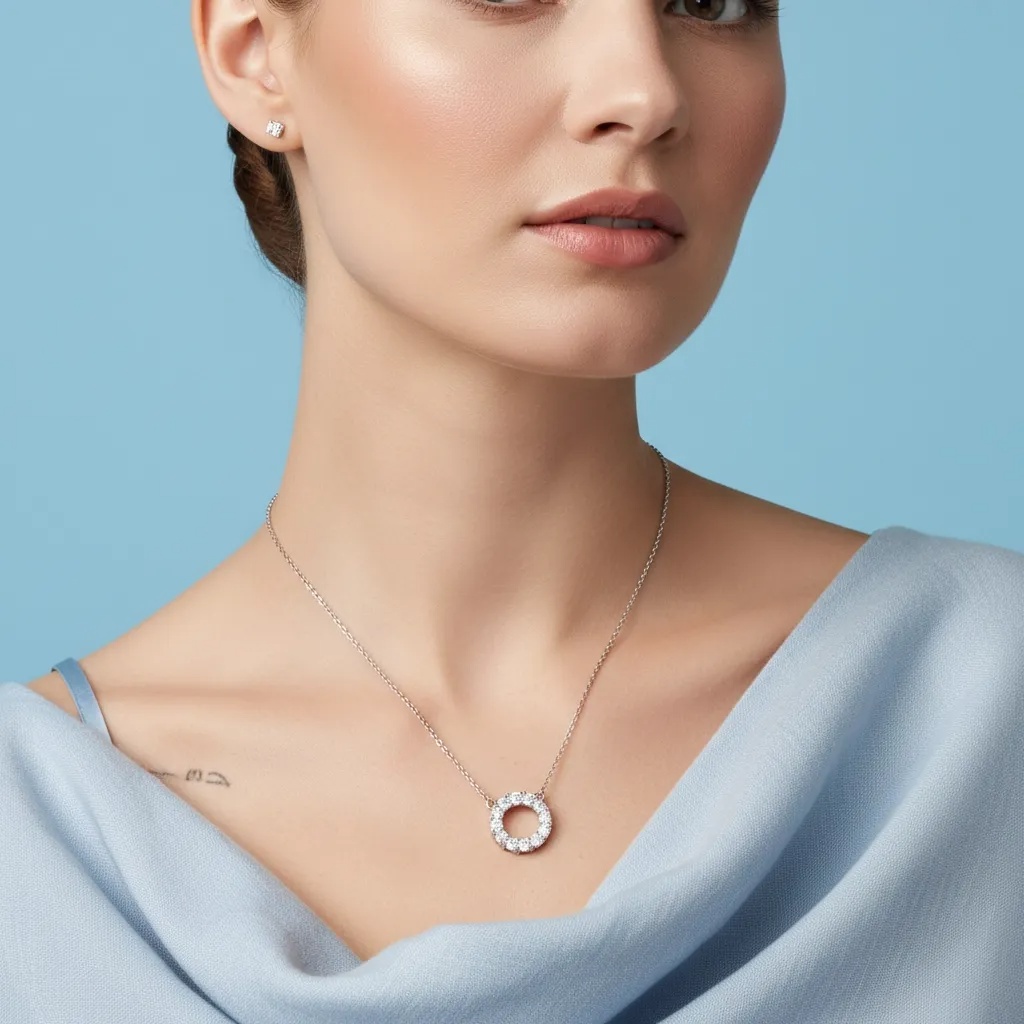 Moissanite Diamond Eternity Necklace - Gallery 8
