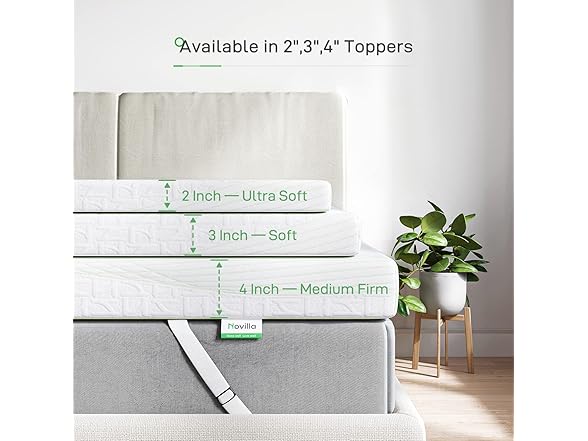 Novilla 4" Full Memory Foam Topper