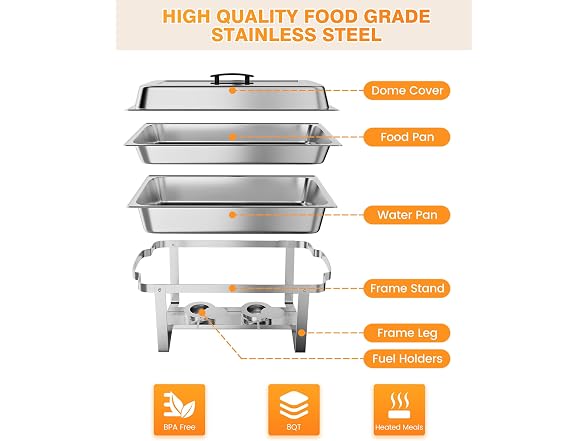 PrecisionAuto Superior 8QT Stainless Steel Chafing Dish Buffet Set
