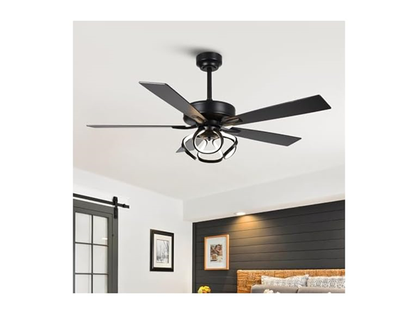ACEROCK 52" Ceiling Fan w/ Light, Galaxy Design, Black