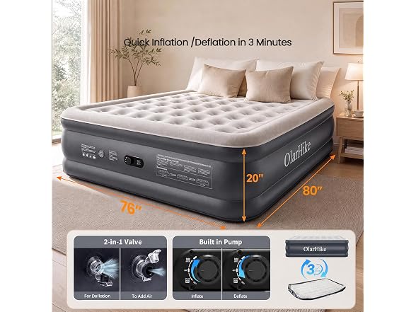 OlarHike 20in King Air Mattress 850lb
