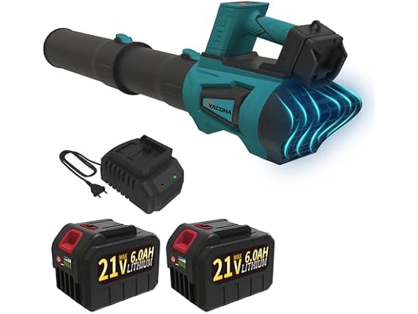 Blue 21V Quiet 6-Speed Electric Leaf Blower