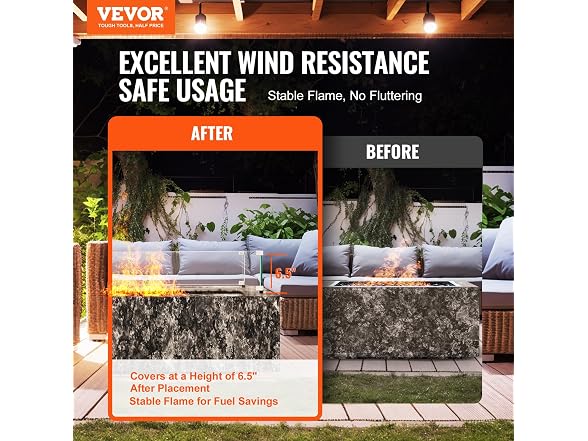 Glass Wind Guard for Rectangular Fire Pit 12.5x