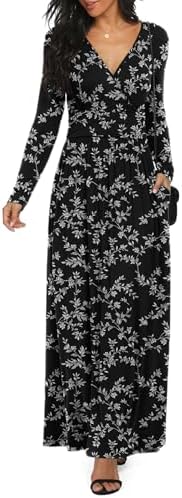 Women's Deep V Neck Maxi Casual Dress