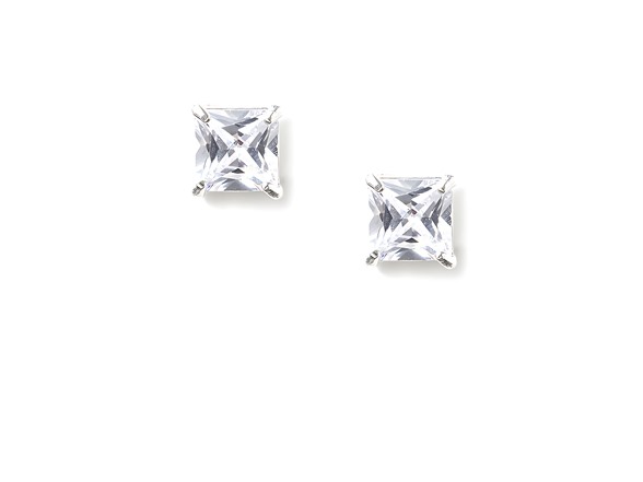Silver 3.00 CTTW Square Stud Earring