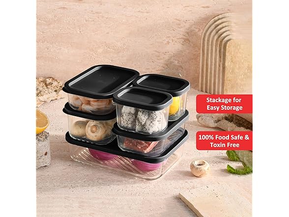 EATEX Grooved Base Glass Meal Prep Containers