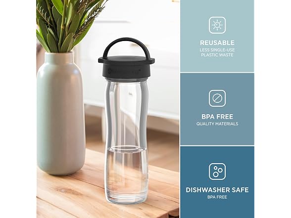 Lifefactory 16oz Glass Water Bottle with Classic Chug Cap, Set of 8