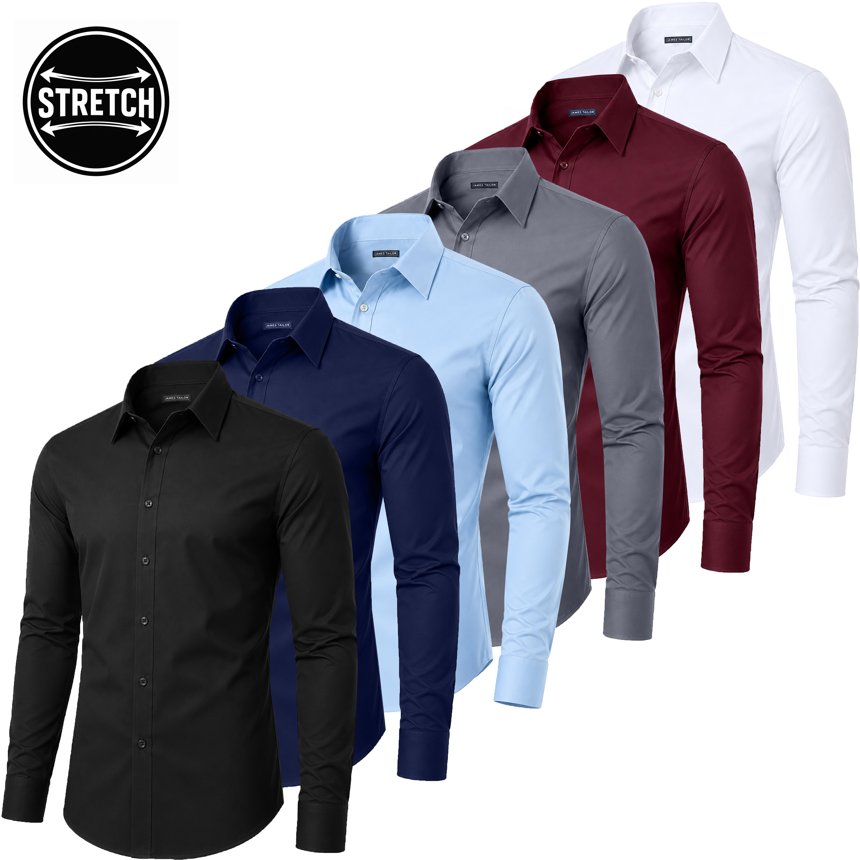 3Pk Mens L/S Stretch Dress Shirt - Gallery 10