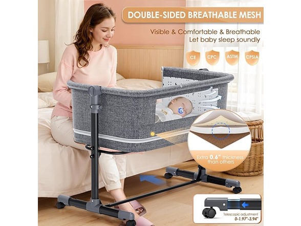 3-in-1 Baby Bassinet Bedside Crib