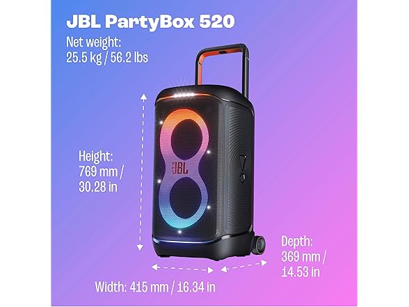 (NEW) JBL PartyBox 520 Portable Battery Powered Party Speaker