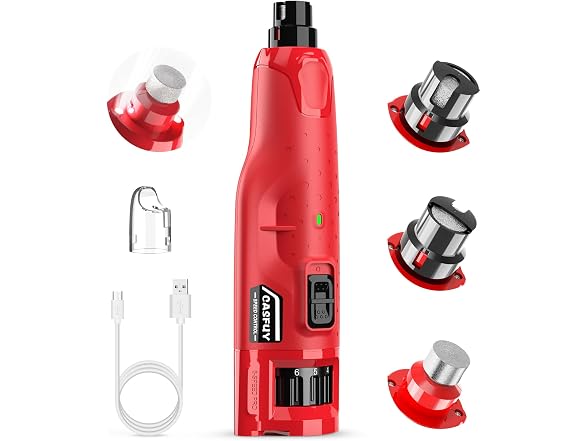Casfuy Red Quiet 6-Speed Dog Nail Grinder