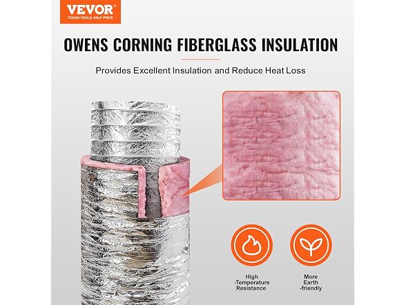 Dryer Vent Hose, 10'' Insulated Flexible Duct