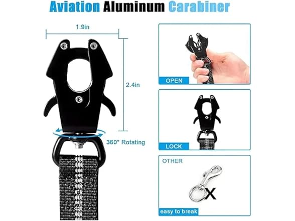 Reflective Shock Absorbing Pet Leashes with Car Seatbelt