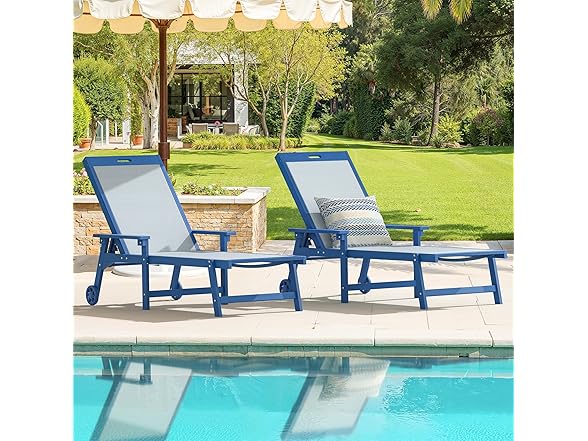 4 Set Dark Blue Outdoor Lounge Chair