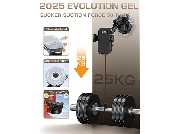 Topmake 3-in-1 Cell Phone Holder for Car