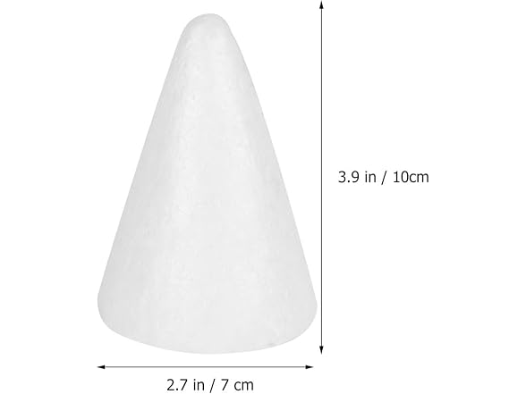 12-Pc White Foam Cones for DIY Crafts