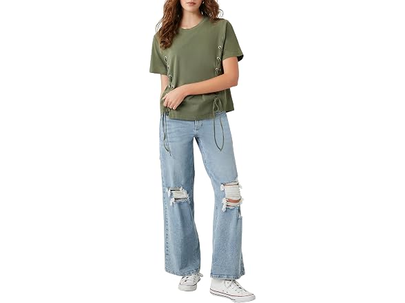 Forever 21 Lace-up Crew Tee