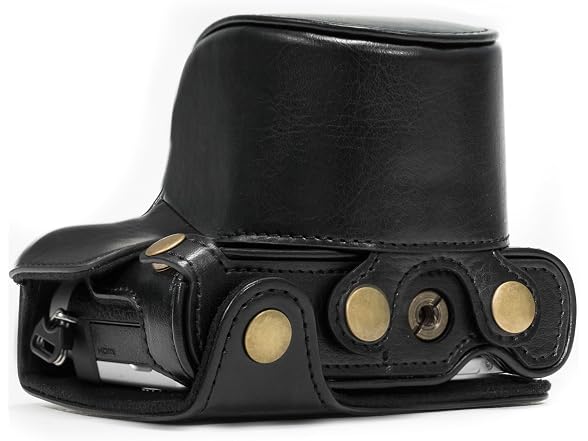 MegaGear Ever Ready Leather Camera Case and Strap (Black)