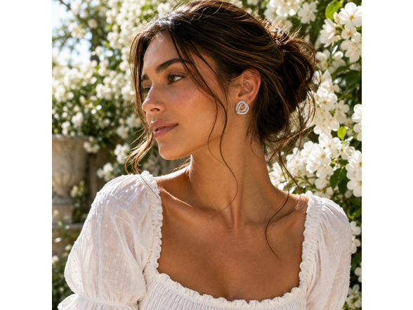 Silver Knot CZ Stud Earrings