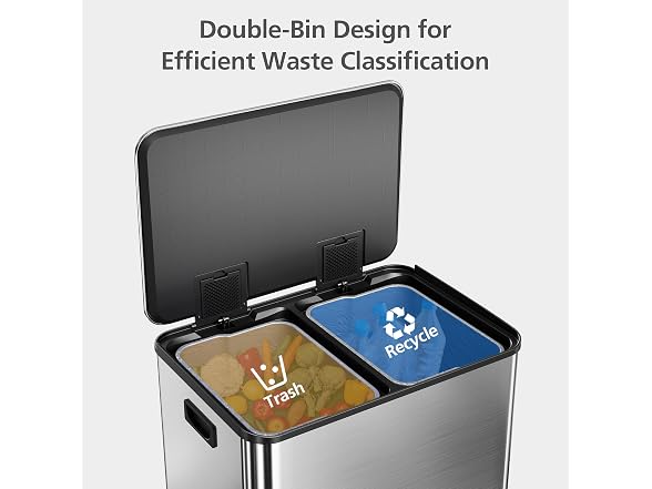 Dual Kitchen Trash Can, 2 x 8 Gal (2 x 30L)