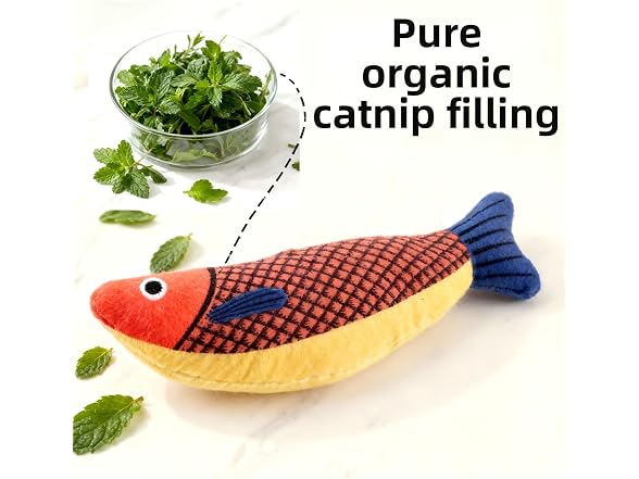 Catnip Fish Kicker Toy for Indoor Cats, 8-Inc