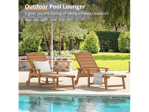 LUE BONA Set of 2 Teak Chaise Lounge Chairs