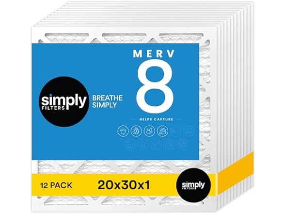Simply Air Filter Merv 8 MPR 600, 12pk AC Furnace & HVAC