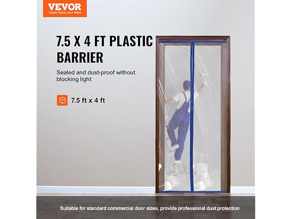 Dust Barrier, 7.5 x 4 ft Dust Barrier Door Kit