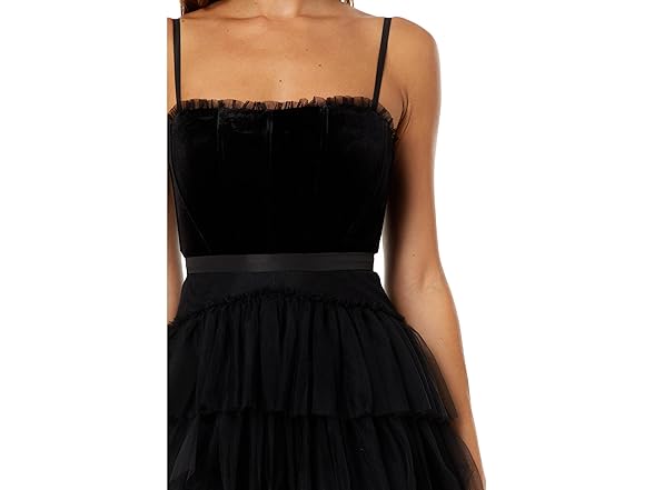 Betsy & Adam Velvet/Mesh Party Dress