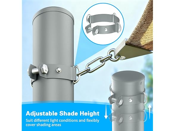 Miveda 12Ft Shade Sail Poles 2-Pack