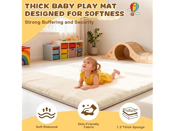 Yozoia Beige Baby Play Mat 50" x 50"