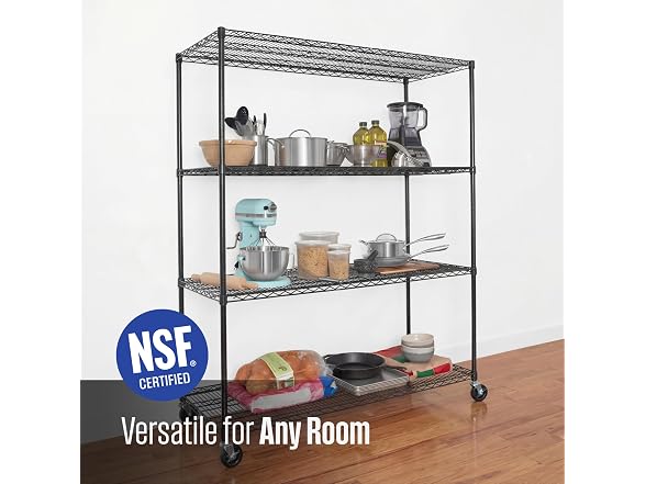 SafeRacks NSF 4-Tier Steel Wire Rack w/Wheels (24"x60"x72")