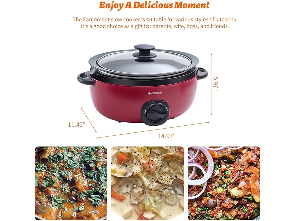 Slow Cooker 6+ Quart Red 6.5Qt Slow Cooker 