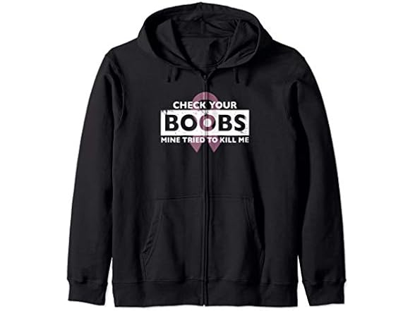 Check Your Boobs Breast Cancer Zip Hoodie
