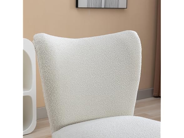 Armless Accent Chair, Upholstered, Beige