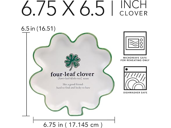 St. Patrick’s Day Shamrock Shaped Stoneware Tidbit Plates Set of 4  - Gallery 3