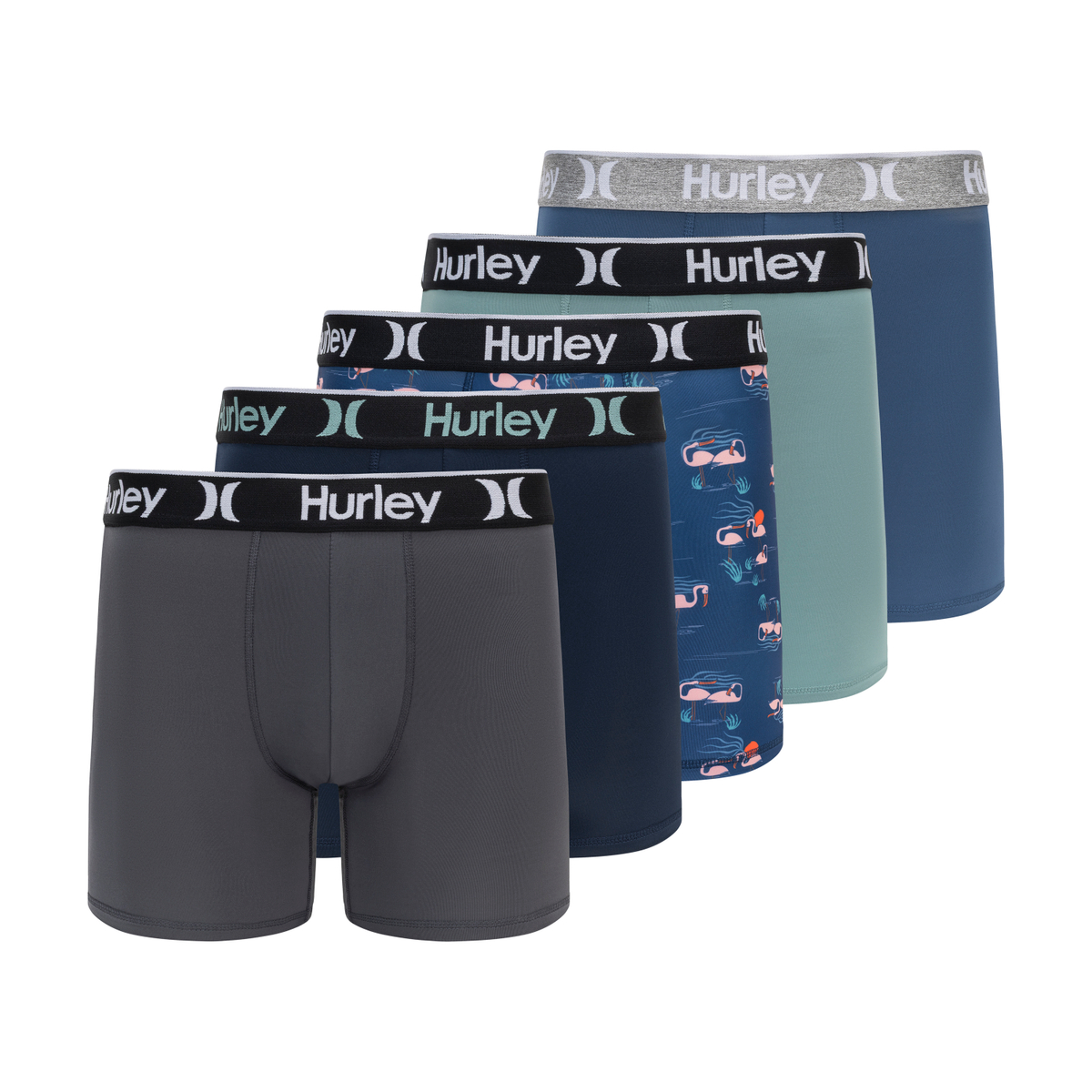 Hurley Men's 5 Pack Printed Boxer Briefs - Gallery 16