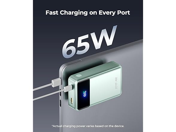 (1 or 2 PACK) 30,000mAh 65W Powerbank with Built-in Cables